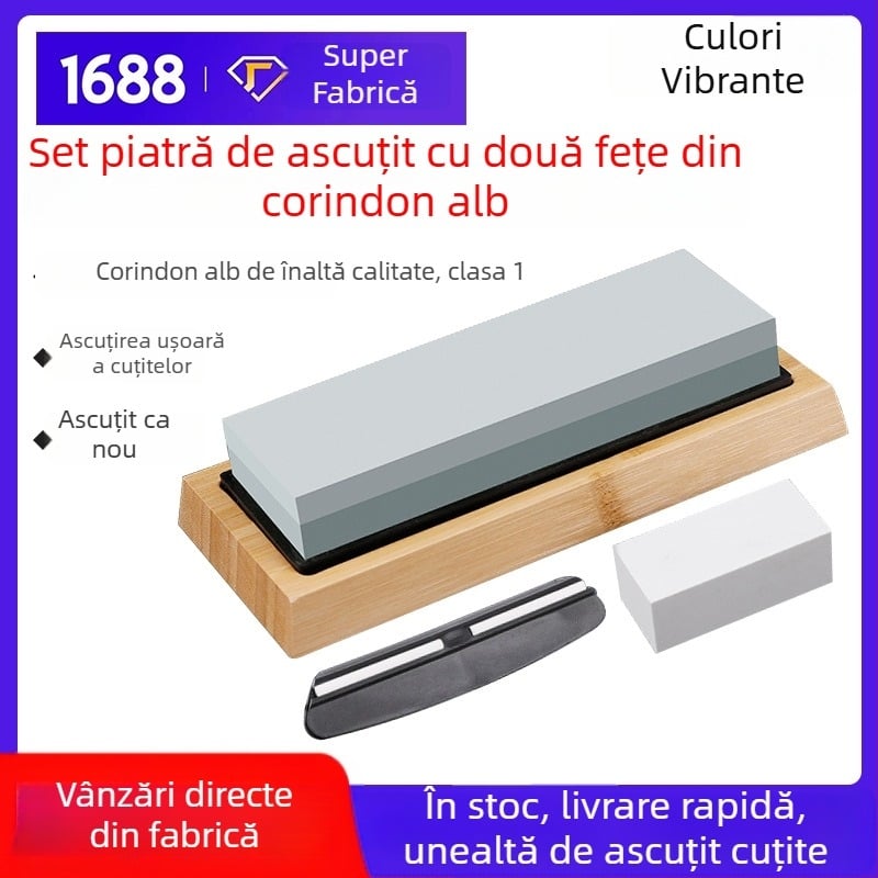 Piatră de ascuțit din carbid de siliciu verde, dublă față, granulație 400/1000 – set de pietre de ascuțit
