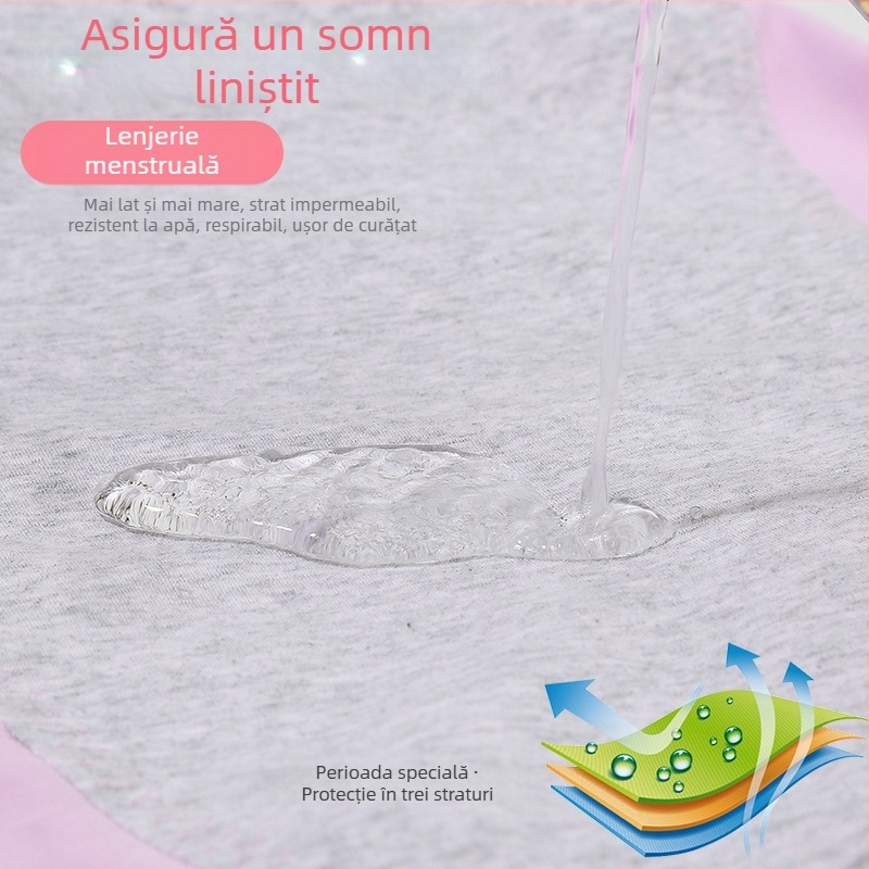 Chiloți menstrual pentru femei, talie înaltă, anti-scurgeri, cu buzunare, din bumbac