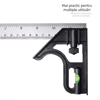 Strength Oțel inoxidabil 90° riglă unghiulară pentru tâmplărie, instrument de măsurare multifuncțional