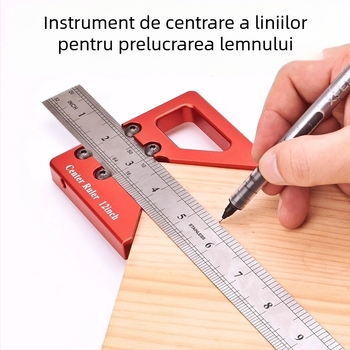 Fengsen GD725 Unealtă de tâmplărie pentru trasarea liniei centrale: riglă centrală circulară, riglă de unghi drept și instrument de măsurare