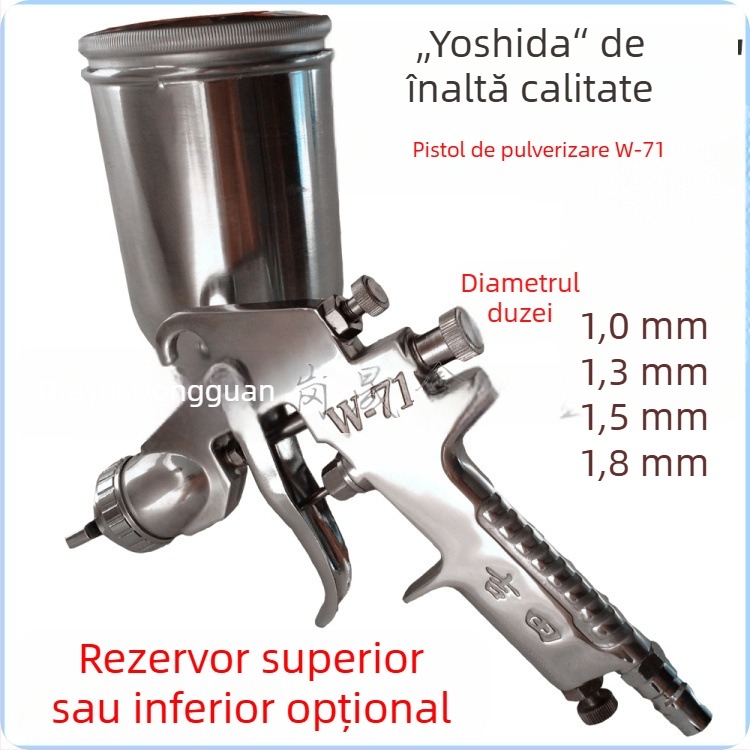 Pistol de pulverizare Jiyou W-71W-77 cu rezervor superior și inferior, pistol pneumatic Yoshida, 1.01.31.52.02.53.0