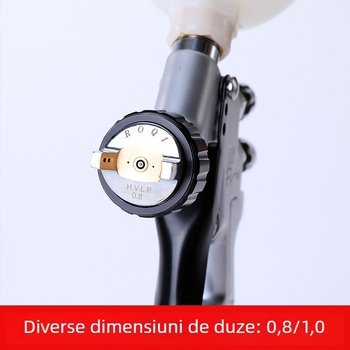 Pistol de pulverizare HVLP pneumatic pentru finisarea automobilului, mini rezervor superior, atomizare înaltă, duză 0,8–1,0 mm