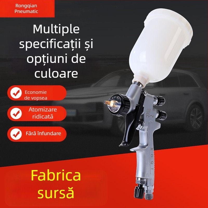 Pistol de pulverizare HVLP pneumatic pentru finisarea automobilului, mini rezervor superior, atomizare înaltă, duză 0,8–1,0 mm