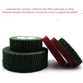 Soochow Mill Set de roți cu aripioare pentru șlefuire și lustruire – roată din oțel inoxidabil, roată cu burete abraziv, roată cu burete de loofah, roșu și verde