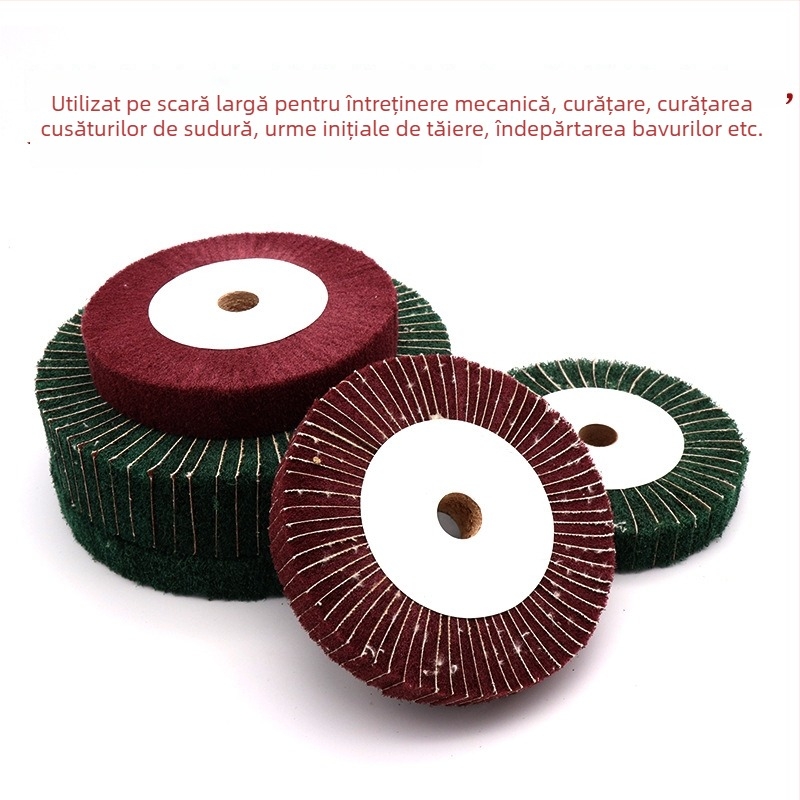 Soochow Mill Set de roți cu aripioare pentru șlefuire și lustruire – roată din oțel inoxidabil, roată cu burete abraziv, roată cu burete de loofah, roșu și verde