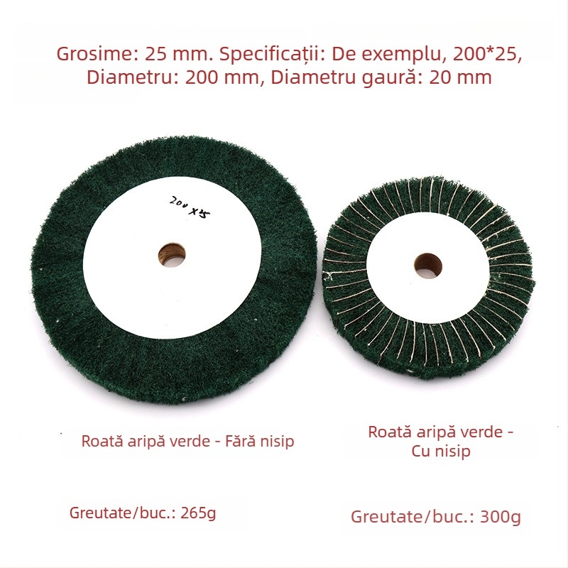 Soochow Mill Set de roți cu aripioare pentru șlefuire și lustruire – roată din oțel inoxidabil, roată cu burete abraziv, roată cu burete de loofah, roșu și verde