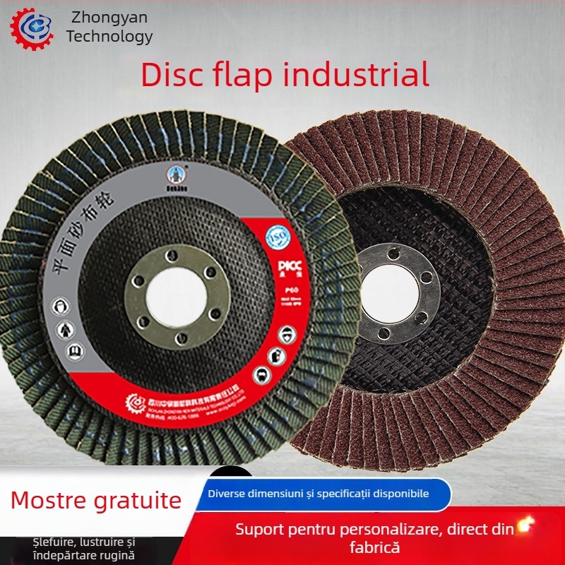 Discul flap plat pentru polisare de 4 inch, granulație 75, sinterizat, îngroșat, industrial, corund maro