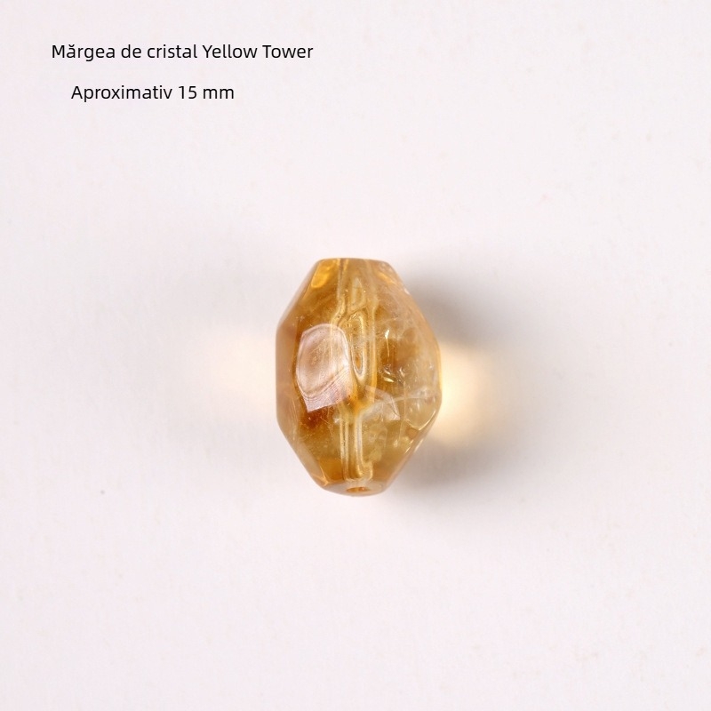 Huangta mărgele de cristal citrin – mărgele rotunde libere pentru bijuterii DIY, 14 mm