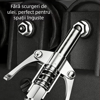Duza pentru pistol de lubrifiant din oțel inoxidabil, tip clemă cu două mâini, auto-încuire, pentru utilizare manuală, pneumatică și electrică