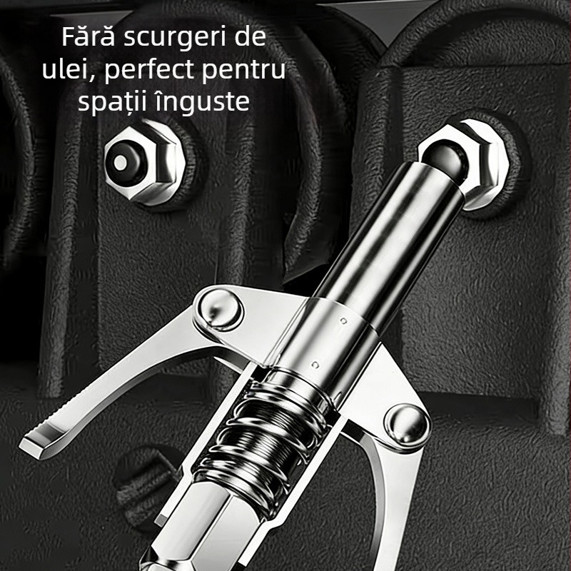 Duza pentru pistol de lubrifiant din oțel inoxidabil, tip clemă cu două mâini, auto-încuire, pentru utilizare manuală, pneumatică și electrică