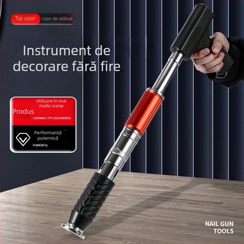 Set pistol cuie pentru tavan, cu silențios integrat și tijă de extindere, pentru cuie din plăci de oțel