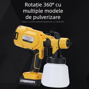 Pistol de vopsire cu baterie litiu detașabilă, pulversizator electric cu presiune înaltă pentru vopsea pe bază de latex și ulei