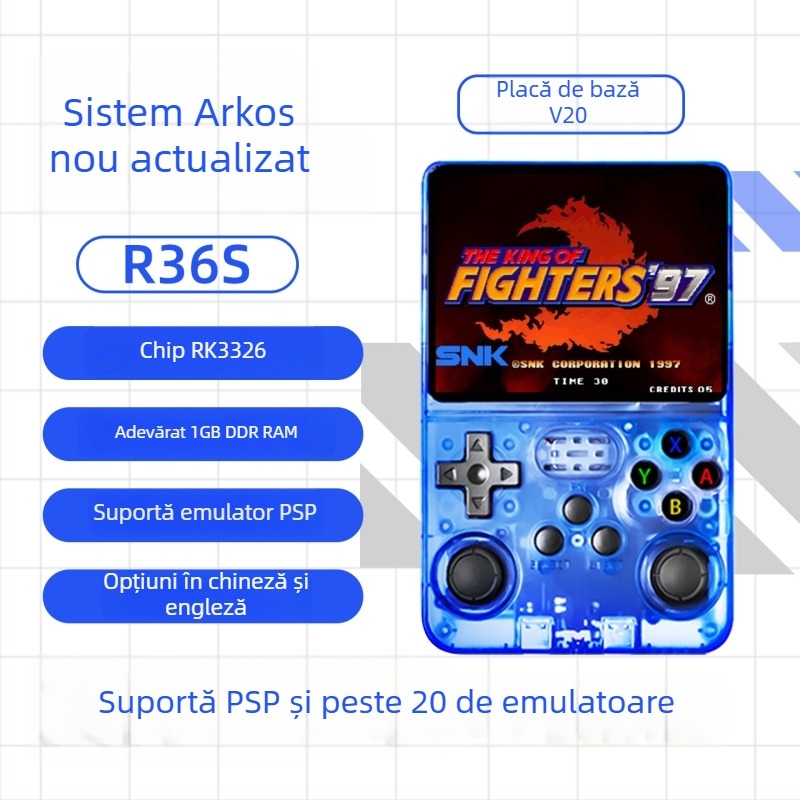 Consolă portabilă R36S, placă de bază V20, emulator PSP, design nostalgic retro, 64GB