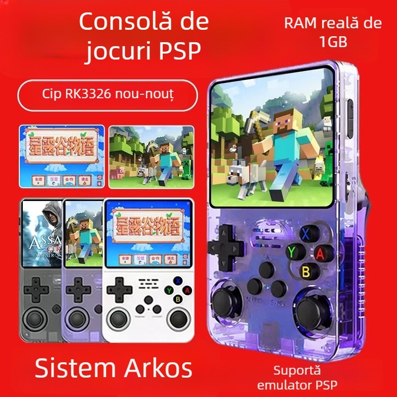 Consolă portabilă R36S, placă de bază V20, emulator PSP, design nostalgic retro, 64GB