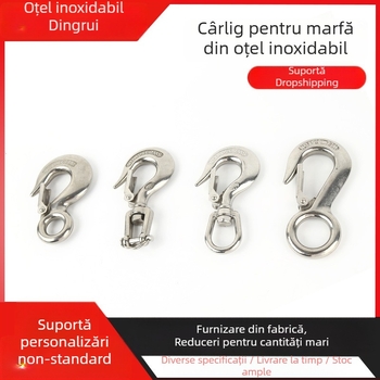 Cârlig de încărcare din oțel inoxidabil 304, cârlig de ridicare, cârlig de agățare, cârlig cu inel pivotant tip furcă direcțional, cârlig de susținere a încărcăturii