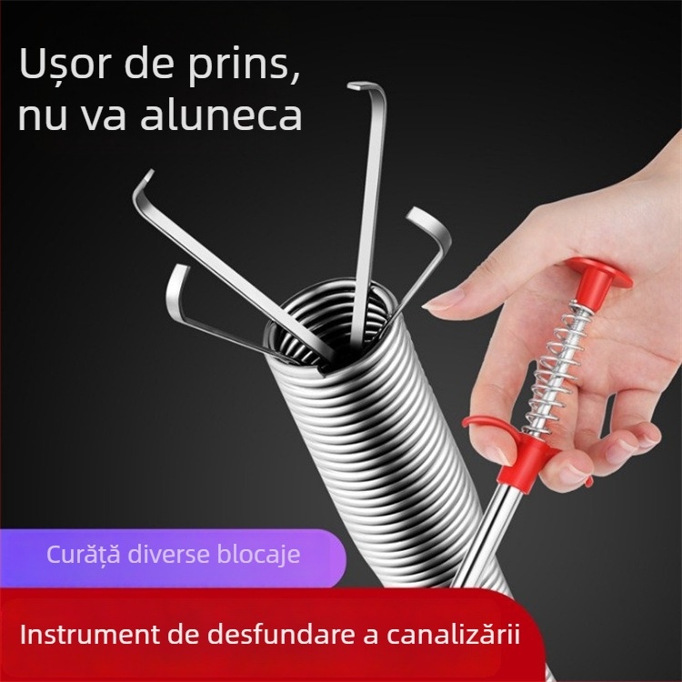 Unealtă de deblocare a conductelor cu patru gheare pentru păr, prindere de țevi și extractor de resturi de la toaletă