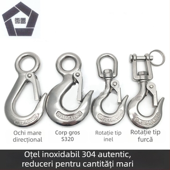 Cârlig de încărcare din oțel inoxidabil 304, stil american, pentru ridicare, cu ochi mare, corp gros, cârlig universal de prindere, design anti-cadere