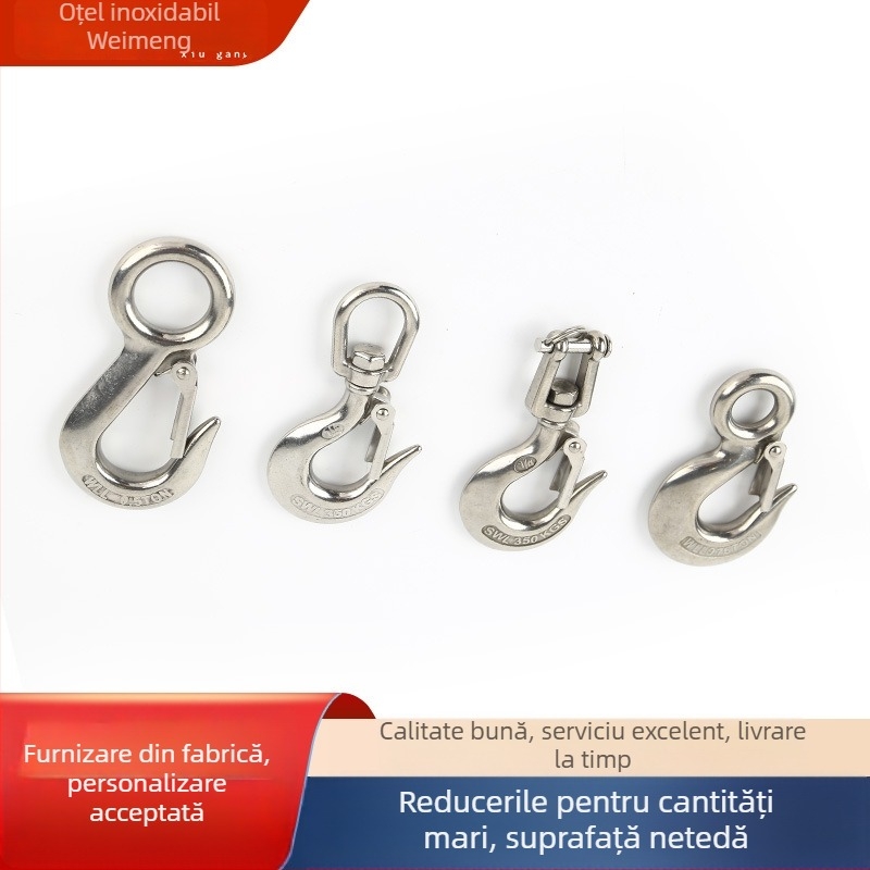 Cârlig de încărcare din oțel inoxidabil 304, stil american, pentru ridicare, cu ochi mare, corp gros, cârlig universal de prindere, design anti-cadere