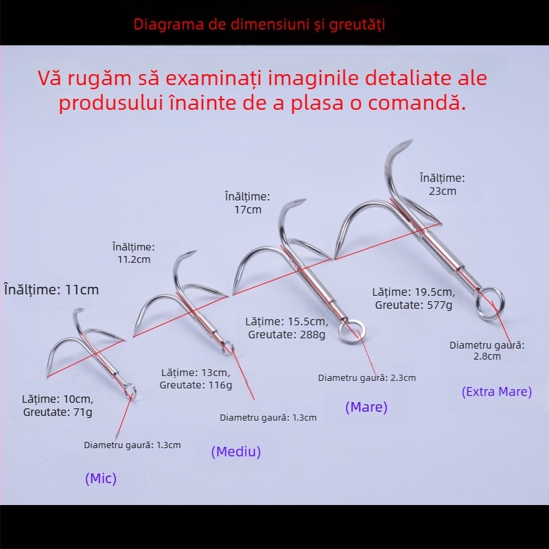 Cârlig de ancoră cu trei gheare pentru alpinism în aer liber și supraviețuire