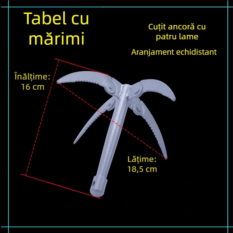 Cârlig de ancoră cu trei gheare pentru alpinism în aer liber și supraviețuire