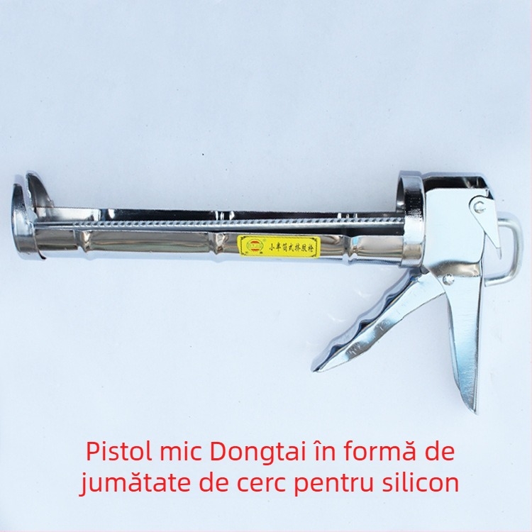 Pistol de etanșare pentru sticlă, semicerc galben, duză îngroșată pentru extrudare și pulverizare