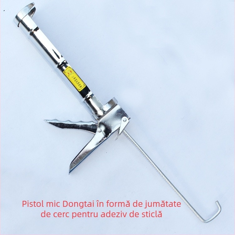 Pistol de etanșare pentru sticlă, semicerc galben, duză îngroșată pentru extrudare și pulverizare