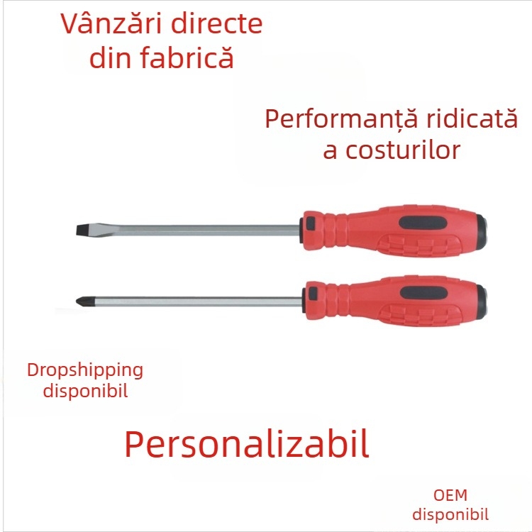 Șurubelniță magnetică, dură, cu PH2 și cap plat, corp prin, rezistentă la ulei și mâner anti-alunecare