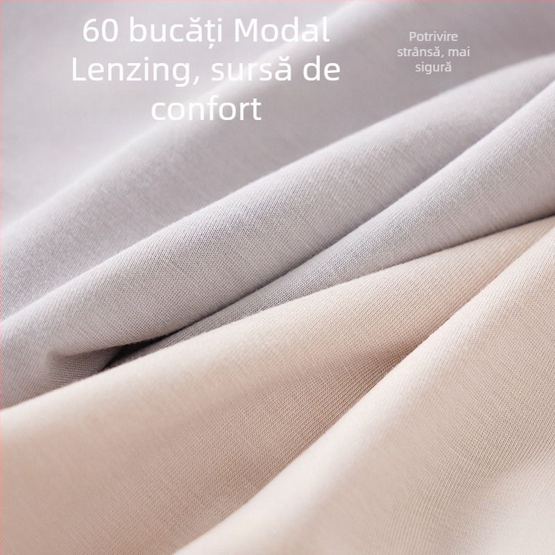Chiloți femei talie înaltă, mărime plus, Lenzing Modal, 60-Count, căptușeală din mătase de mulberry, gusset extins, boxeri triunghiulari, respirabili și confortabili