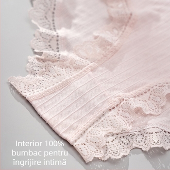 Lenjerie intimă feminină, mărime plus, talie medie, bordură din dantelă, control abdominal, moale și respirabilă, slipuri, stil nou