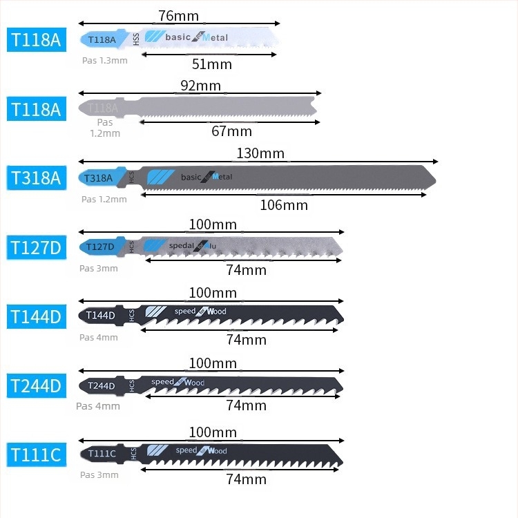 Set de 48 lame pentru fierăstrău pendular, universale pentru metal, lemn și aluminiu, cu dinți fini și mijlocii