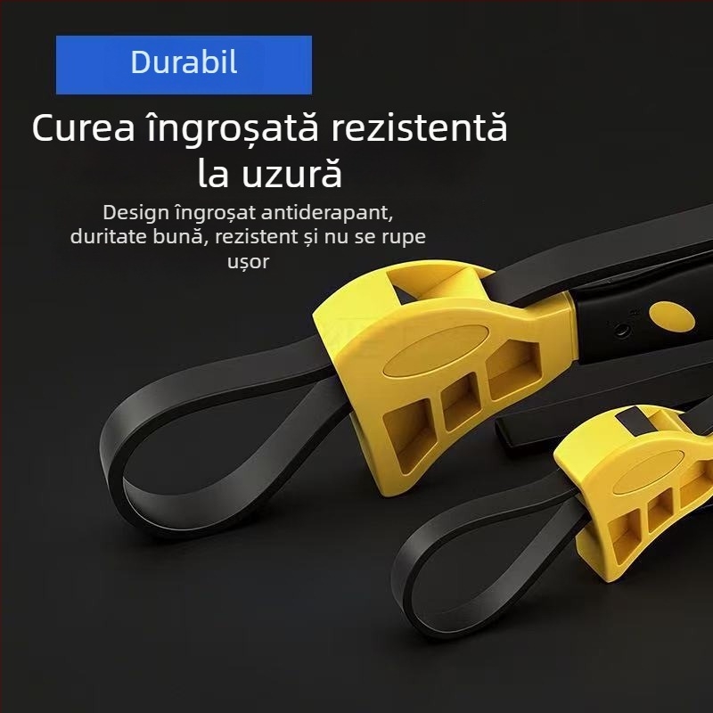 Unealtă manuală multifuncțională cu deschizător de sticle reglabil universal, cheie din cauciuc pentru reparații auto și cheie de curea