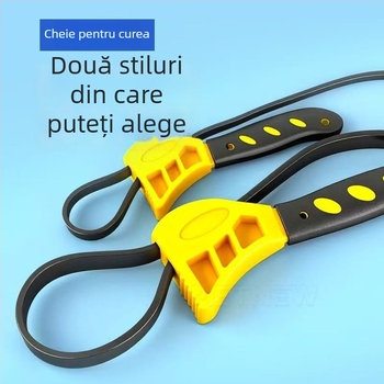 Cheie reglabilă universală pentru curea cu deschizător de sticle și cheie din cauciuc pentru reparații auto – unelte manuale