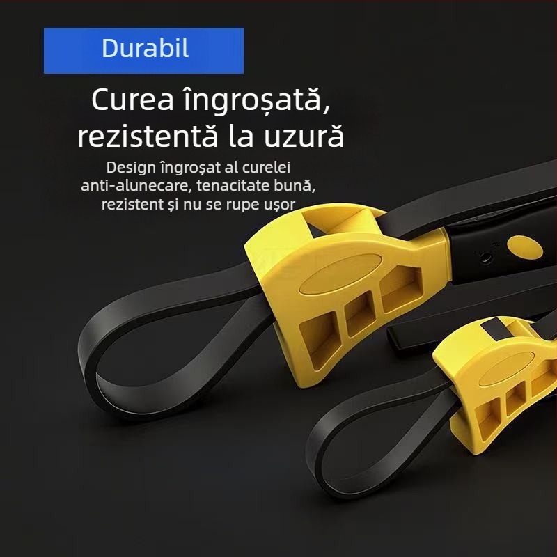 Cheie reglabilă universală pentru curea cu deschizător de sticle și cheie din cauciuc pentru reparații auto – unelte manuale