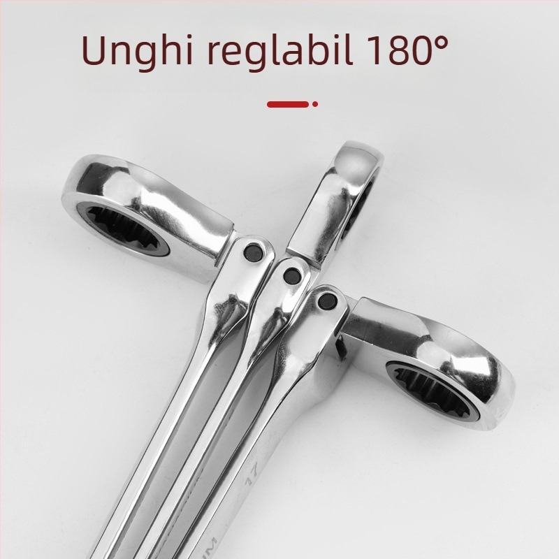 Cheie cu clichet cu cap rotativ, bidirecțională, unealtă manuală dublu scop pentru reparații auto