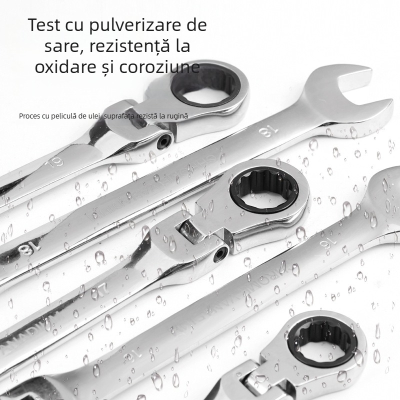 Cheie cu clichet cu cap rotativ, bidirecțională, unealtă manuală dublu scop pentru reparații auto