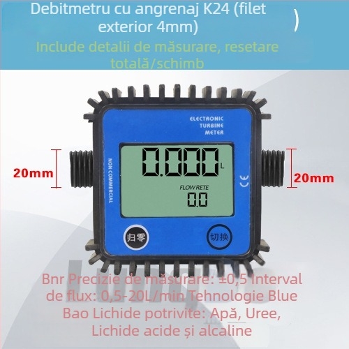 K24 debitmetru turbina cu afișaj digital pentru motorină, benzină, metanol, kerosen și apă - interval de măsură 0.3-1.2, 4-porturi
