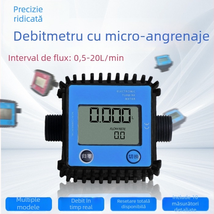K24 debitmetru turbina cu afișaj digital pentru motorină, benzină, metanol, kerosen și apă - interval de măsură 0.3-1.2, 4-porturi
