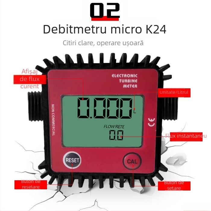 K24 debitmetru turbina cu afișaj digital pentru motorină, benzină, metanol, kerosen și apă - interval de măsură 0.3-1.2, 4-porturi