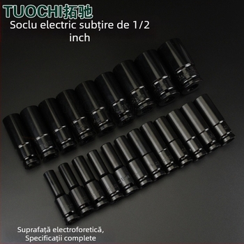 Cheie cu lungime de 1/2 inch, acoperire electroforetică neagră, cap hexagonal subțire, pentru utilizare manuală și electrică