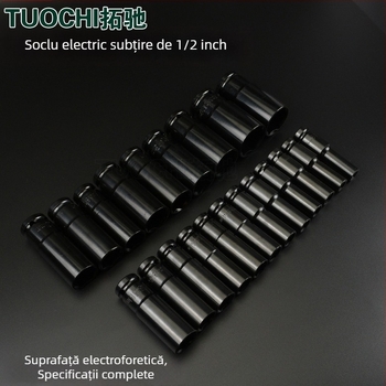 Cheie cu lungime de 1/2 inch, acoperire electroforetică neagră, cap hexagonal subțire, pentru utilizare manuală și electrică