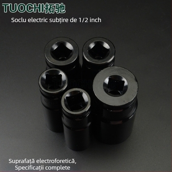 Cheie cu lungime de 1/2 inch, acoperire electroforetică neagră, cap hexagonal subțire, pentru utilizare manuală și electrică