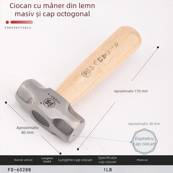 FO-6028B Cioc mini ottagonale cu mâner scurt din lemn, cioc din oțel cu carbon înalt, 1 lb, unealtă manuală