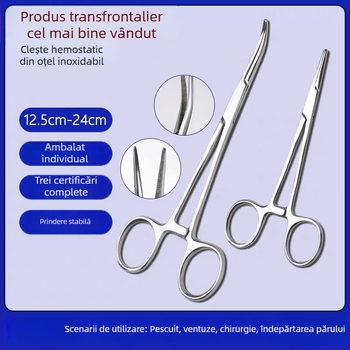 Clește hemostatic din oțel inoxidabil, cu vârfuri drepte și curbate, extractor de cârlige, clește pentru animale de companie și clește de pescuit