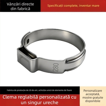 Colier de furtun cu o singură ureche, reglabil fără trepte, din oțel inoxidabil 304, conector pentru conducte de apă