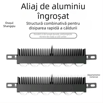 Proiector cu plasă, 6 LED, ultra-subțire, culoare duală galben/alb, rază lungă, montaj ascuns, 12-80V, impermeabil