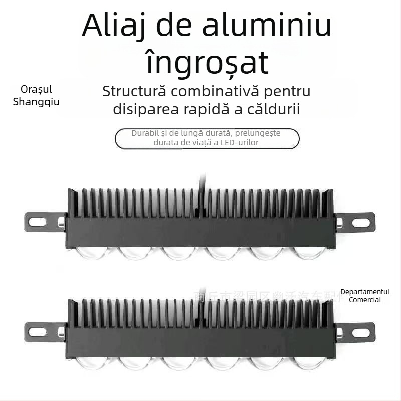 Proiector cu plasă, 6 LED, ultra-subțire, culoare duală galben/alb, rază lungă, montaj ascuns, 12-80V, impermeabil