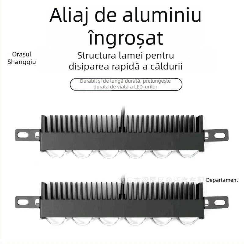 Proiector cu plasă, 6 LED, ultra-subțire, culoare duală galben/alb, rază lungă, montaj ascuns, 12-80V, impermeabil
