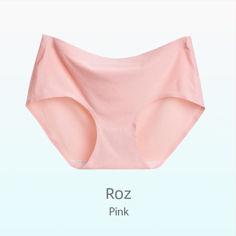 Chiloți femei fără cusur din Ice Silk, cu căptușeală din bumbac în zona inghinală și plasă respirabilă
