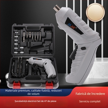 Set de șurubelnițe electrice, cu bormașină multifuncțională și cutie de unelte