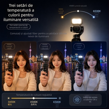 Kit lampă magnetică DJI Pocket 4, cu trei temperaturi ale culorii, lumină portabilă pentru frumusețe pentru camere de acțiune